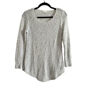 CLUB MONACO Gray Italian Yarn Open Weave Knit Sweater Top Rounded Hem - Sz Small